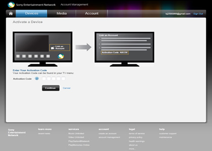 Sonyentertainmentnetwork activate clearance tv